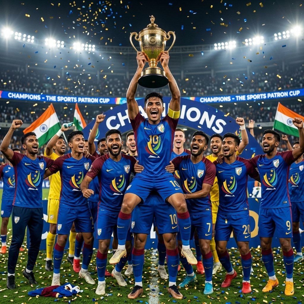 Indian football team winning celebration