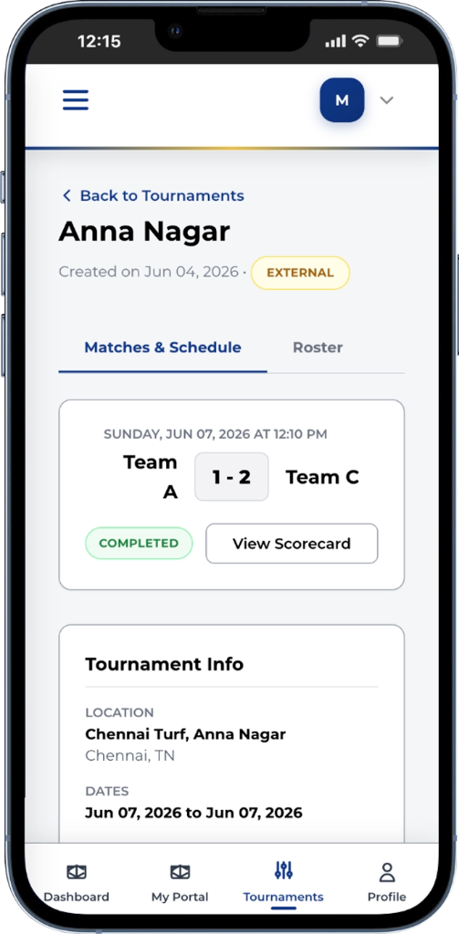 Tournament Scorecard Mockup